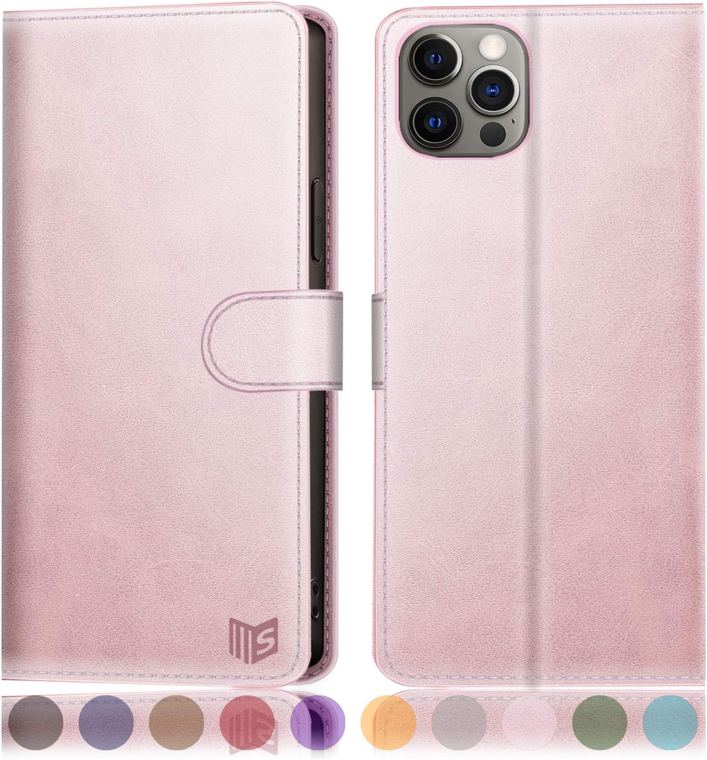 SUANPOT for iPhone 12 Pro Max Leather Wallet case with RFID Blocking Credit Card