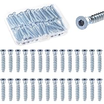 100PCS M7x50mm Hex Socket Countersunk Self-Tapping Confirmat Screws – Carbon Steel Zinc Plated – Furniture Assembly