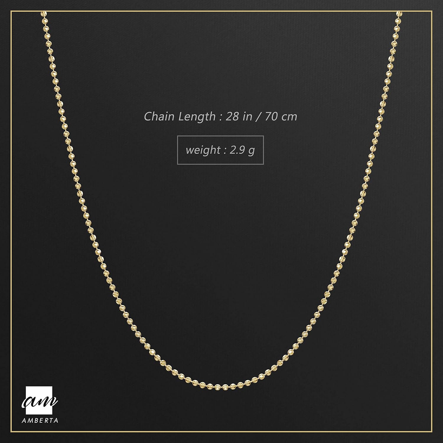 Largeur 1 2 Mm Maille Boule Diamantee Longueur 40 45 50 55 60 70 Cm Collier Amberta Bijoux Chaine Argent 925 1000 Plaque Or 18k Colliers Femme