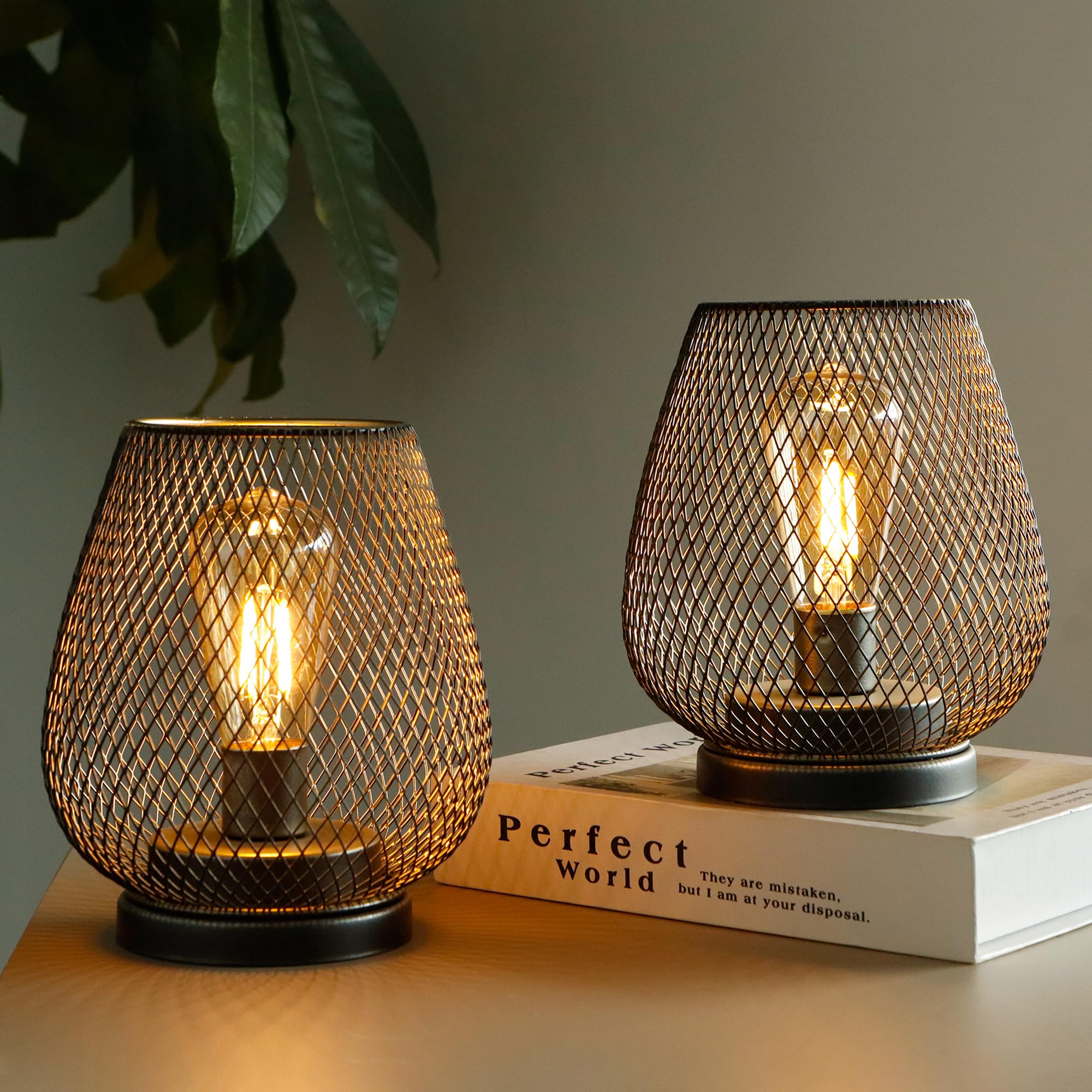 TRIROCKS Set of 2 Metal Battery Operated Lamp 6.7