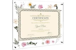 Aneco Clear Acrylic Wall Picture Frame 11x14 Inches Self Adhesive Floating Frame with Dried Pressed Flowers No Drill Wall Pho