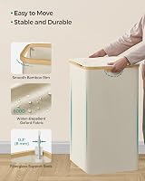 SONGMICS 130L Laundry Basket with Lid 2-Section Collapsible Cream White view 7