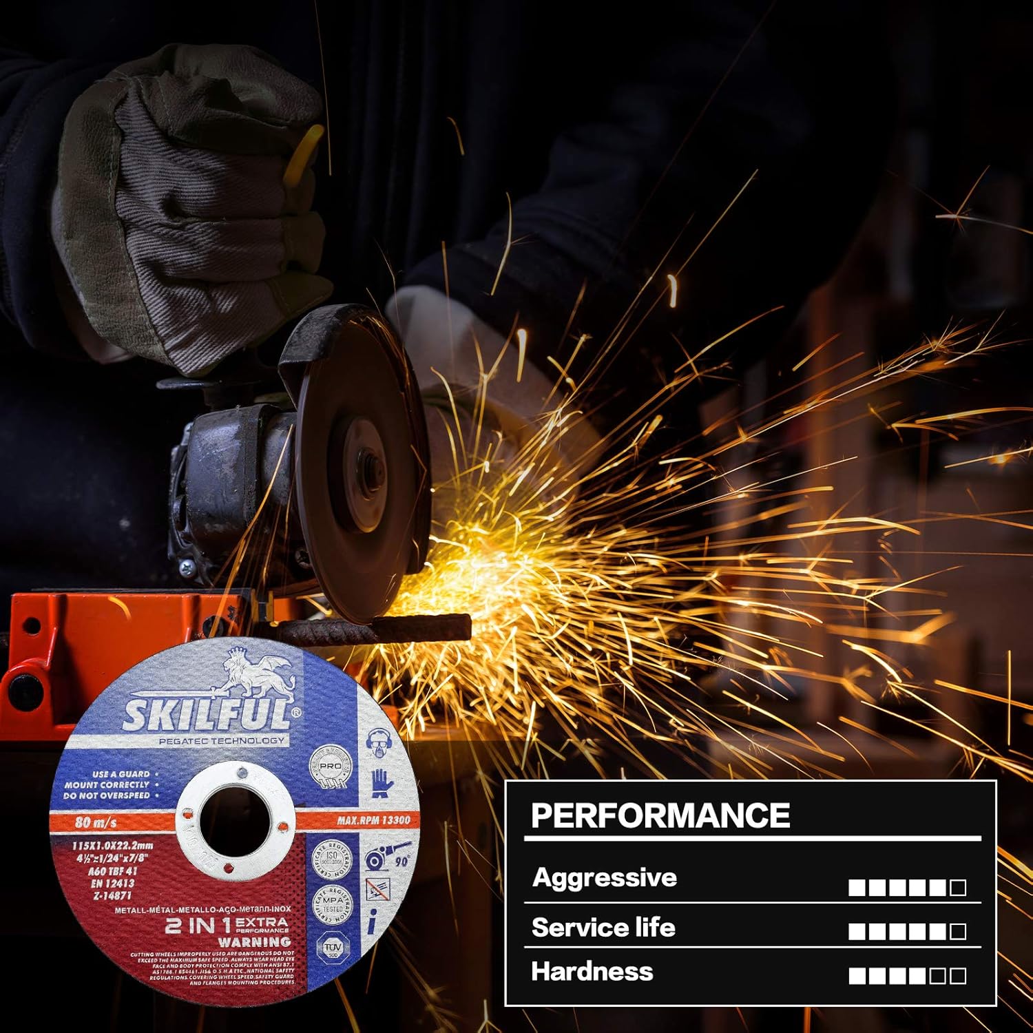 SKILFUL Cut Off Wheels 25 Packs, Cutting Wheels 4-1/2 inch Ultra-Thin Metal/Stainless Steel Cutting Disc Cutting Metal, Aluminum, Wood, PVC, ABS, Stone for Angle Grinder: Industrial & Scientific