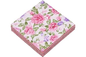 84 Pcs 5x5 Pink Cotton Quilt Fabric Squares for Baby Girl, Pink Charm Packs for Quilting 5 inch, 5" Charm Squares for Quiltin