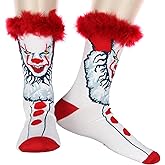 Hyp Pennywise Socks IT Horror Movie Pennywise The Dancing Clown Novelty 3D Fuzzy Hair Men's Knit Crew Socks Shoe Size 6-12