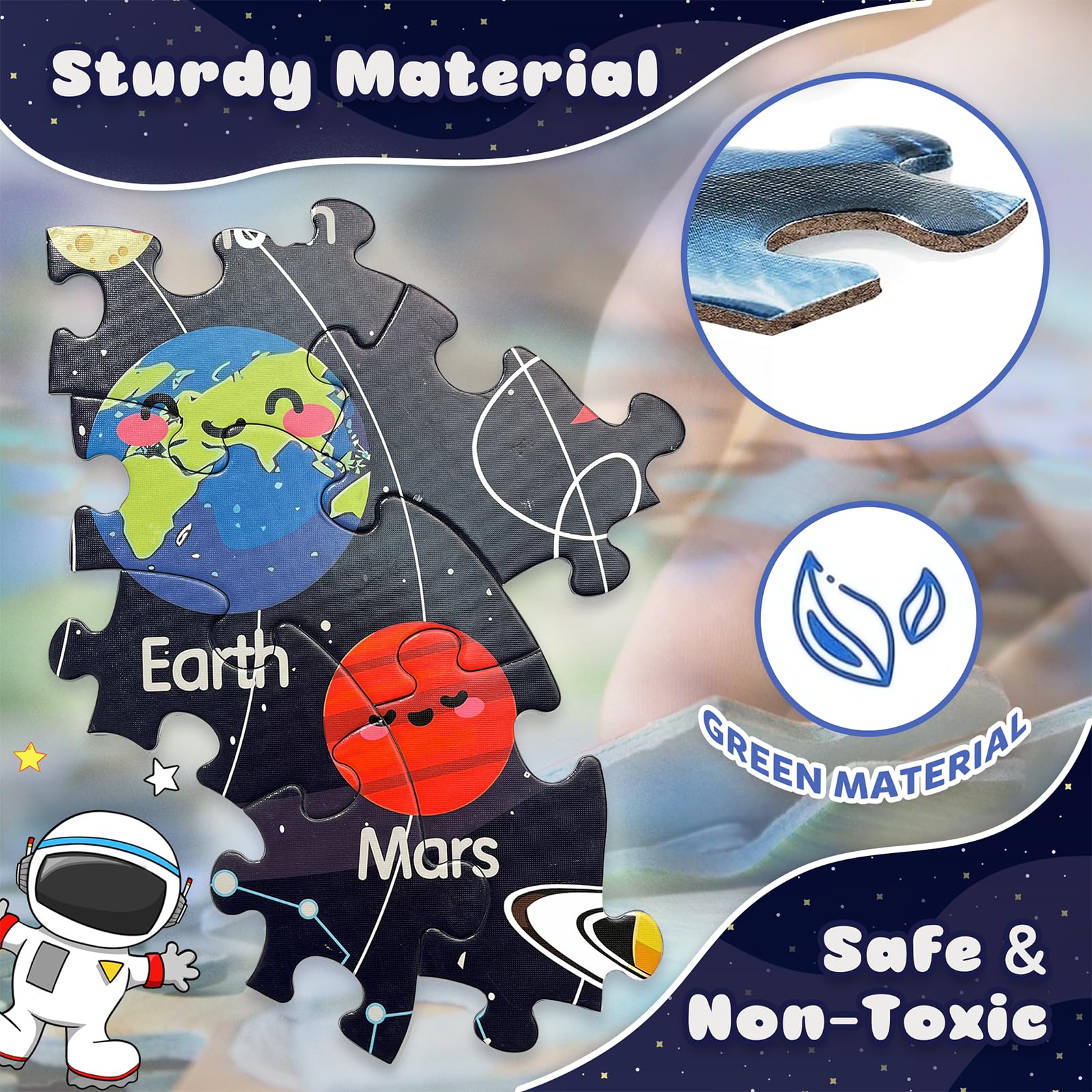 Puzzles for Kids Ages 4-6 with Solar System Planets, 70 Piece Round Large Kids Floor Puzzles for Ages 3 4 5 6 7 8, Educational Toy Gift Jigsaw Puzzles for 5 Year Old Boys Girls