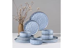 HaWare Dinnerware Sets, 12-Piece Plates and Bowls Set, Stoneware Dish Set for 4, Ceramic Dinnerware for Home Restaurant, Chip