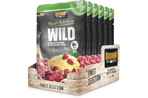 BELCANDO Pouches Venison with Millet & Lingonberry [6 x 300 g] | Wet Food for Dogs | Complete Food in Practical Single portio