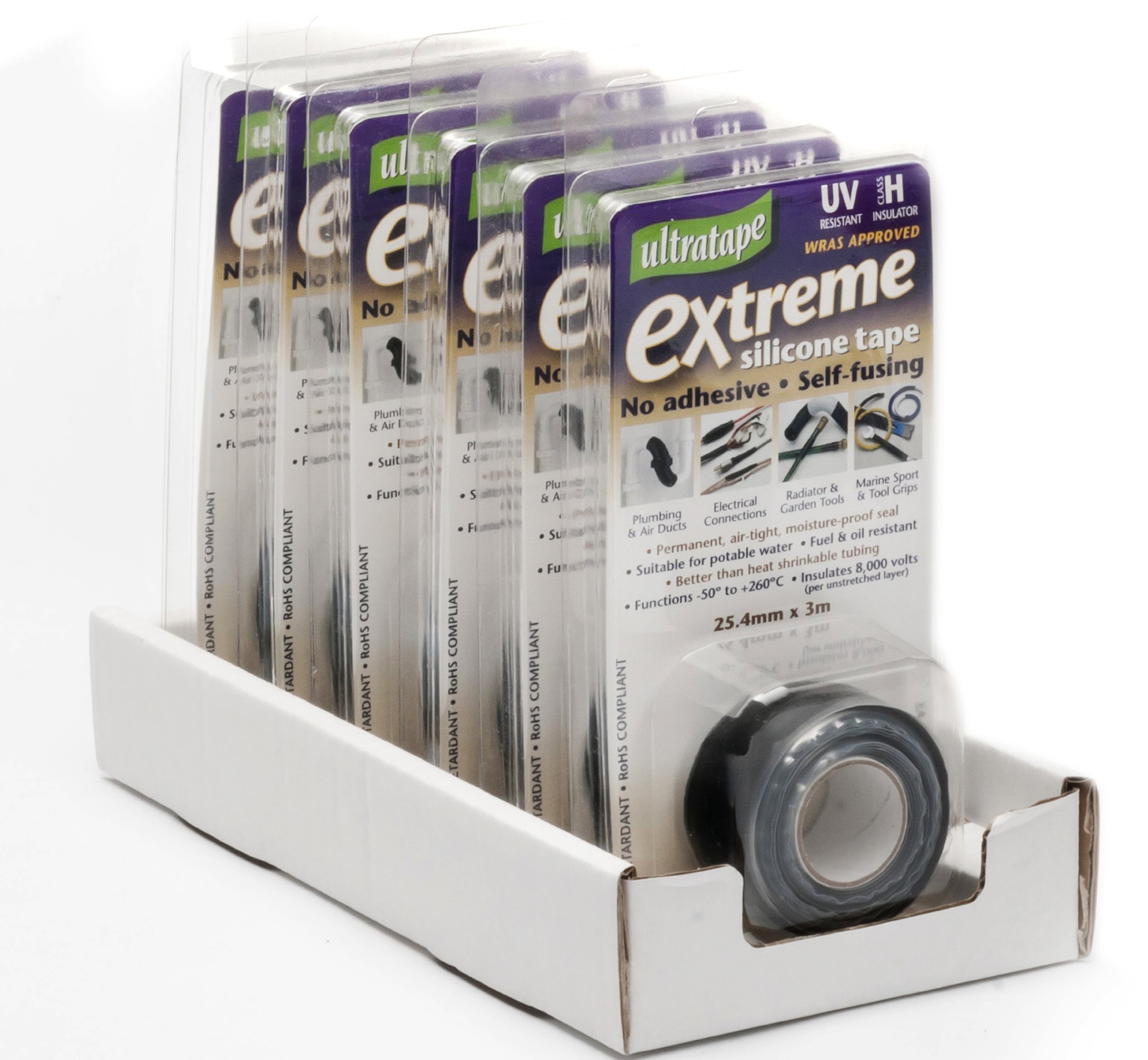 UltraTape 59163 0822253BKCLM 25MM X 3M Black Silicone Extreme Tape, White