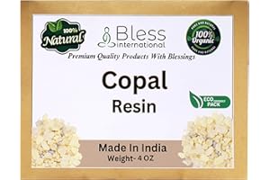 BLESS INTERNATIONAL Premium-Grade-A-Indian-White-Copal-Resin-Dammar-by-Bless-International 100%-Pure-Natural-Organic Blanco-Tree-Sap-Gum-Incense Sacred-Aroma-for-Meditation-Cleansing-Wellness 0.25Lb-113.3-Grams-4-Ounce