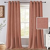 H.VERSAILTEX Linen Curtains 84 Inch Length for Living Room 2 Panel Set Neutral Modern Farmhouse Window Privacy Light Filtering Drapes for Farmhouse Window Treatment Curtains, 52 x 84 - Orange Rust