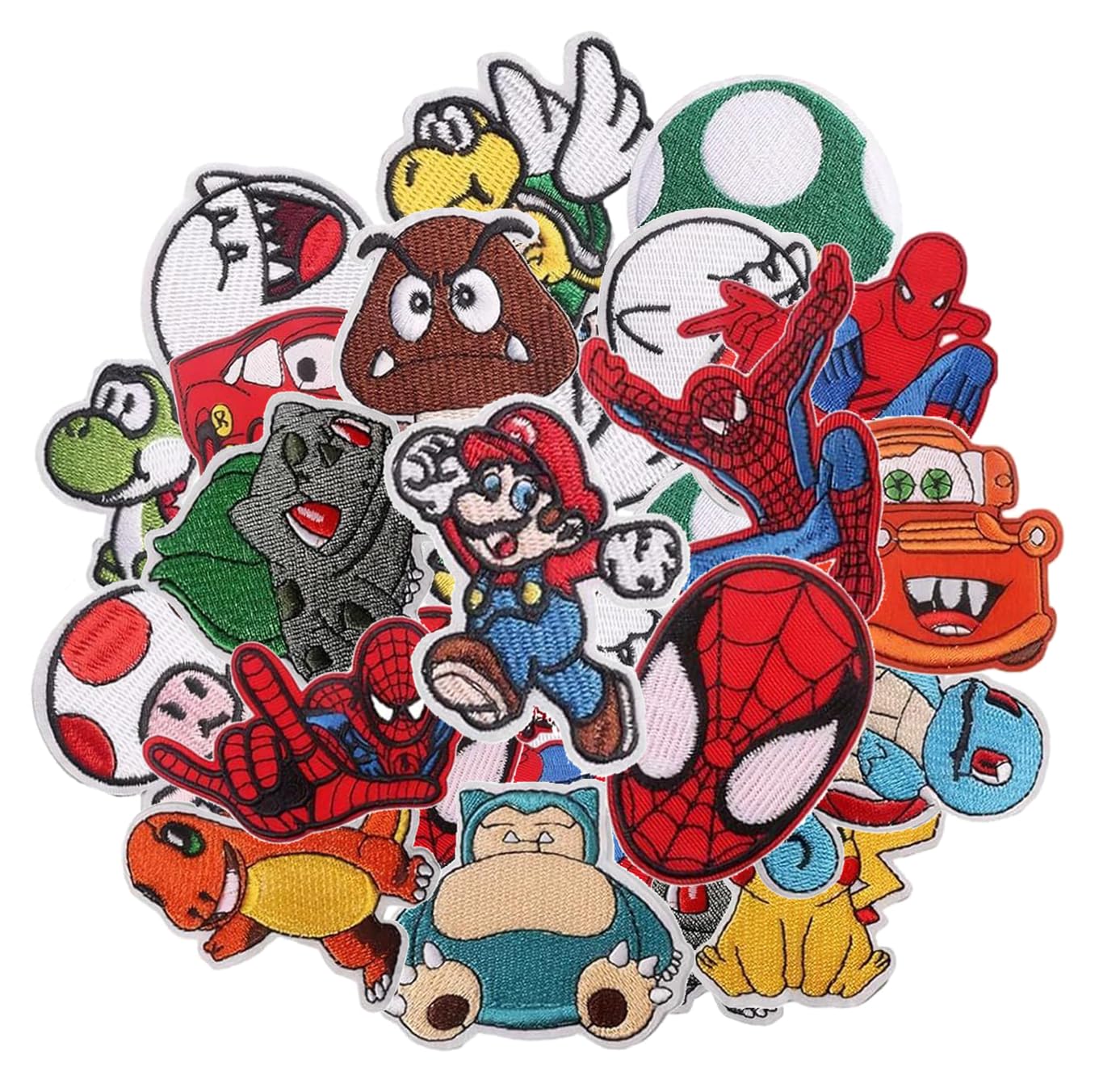Photo 1 of 18 Pieces Anime Patches Embroidered Applique Patches,Sew on Iron on Patches Fabric Repair Patch for Kids Adult Clothes Jeans Jackets Hats Shoes Backpacks