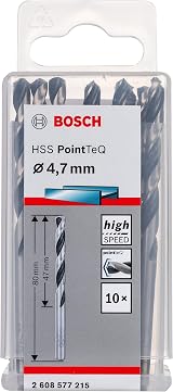 Bosch PointTeQ 10pc HSS Twist Drill Bit Metal 4.7x47x80 mm Set