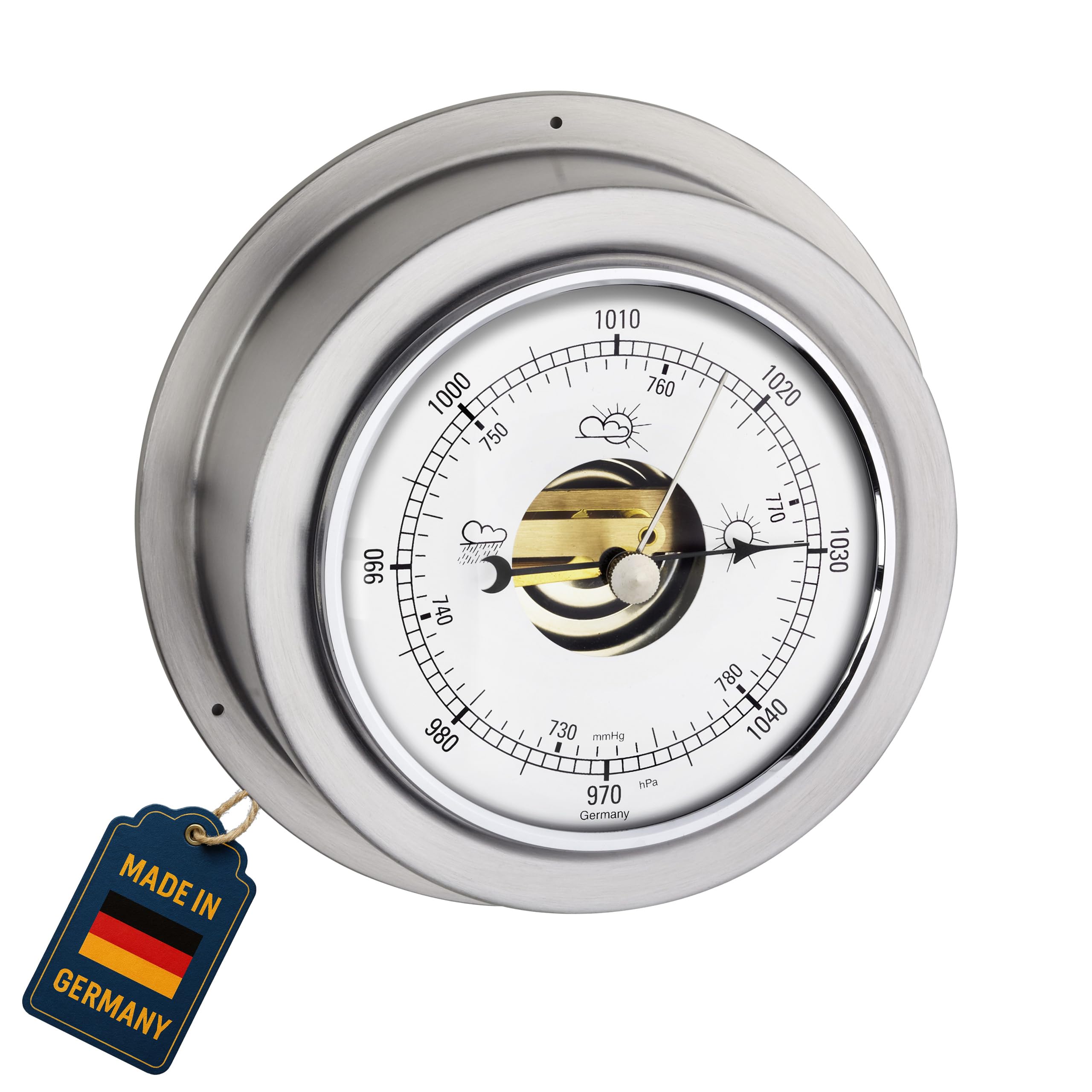 TFA Dostmann Maritim 29.4024.54.B Weather Forecast Analogue Barometer Silver (L) 140 x (W) 59 x (H) 140 mm