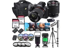 Sony Alpha a7 III Mirrorless Digital SLR Camera with 28-70mm Lens Kit + Prime TTL Accessory Bundle with 128GB Memory & Photo/Video Editing Software