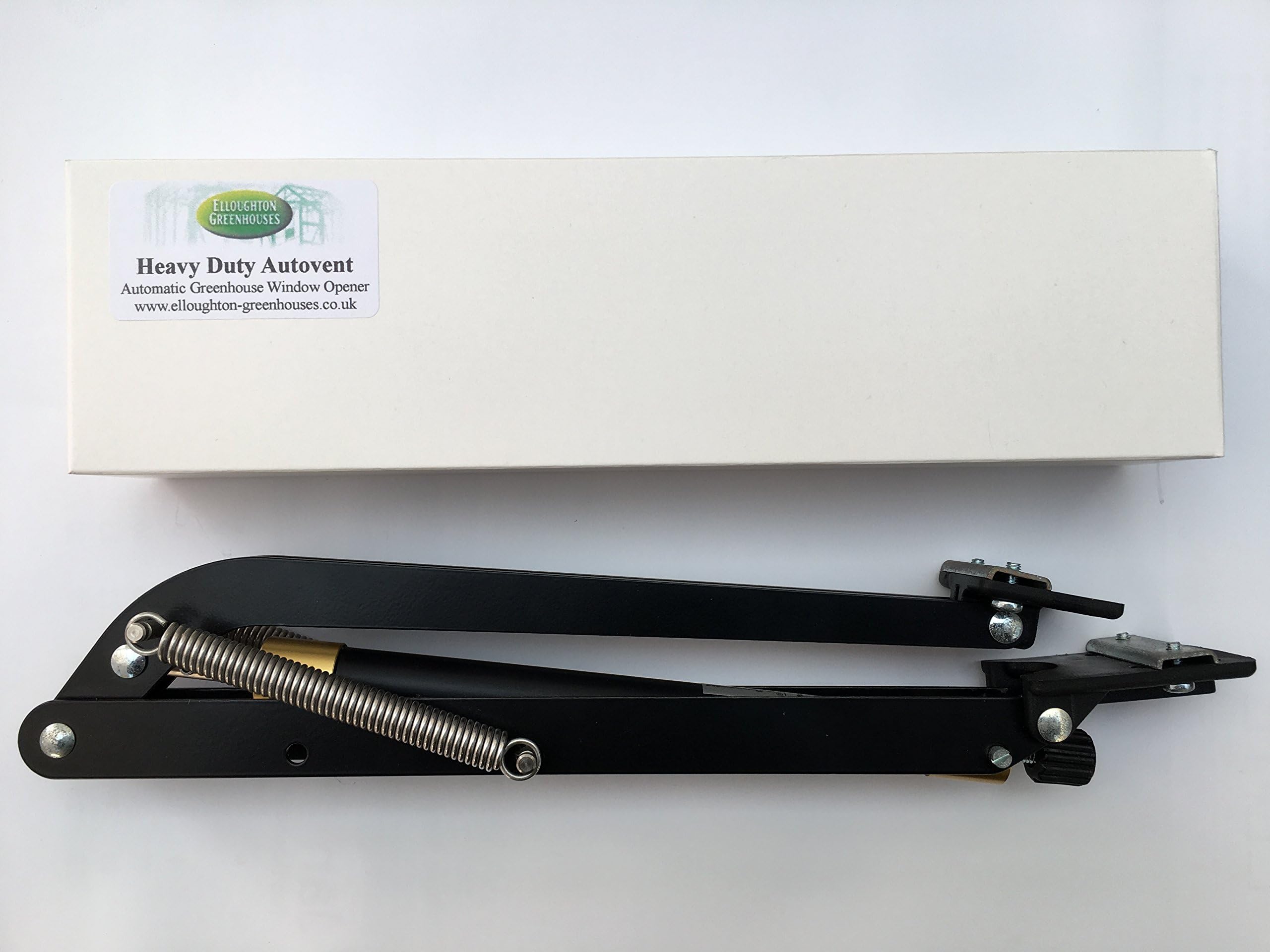 Elloughton Greenhouses® Double Spring Heavy Duty Automatic Greenhouse Window Opener. Opens Roof Vents and also Top Hung Side Vents