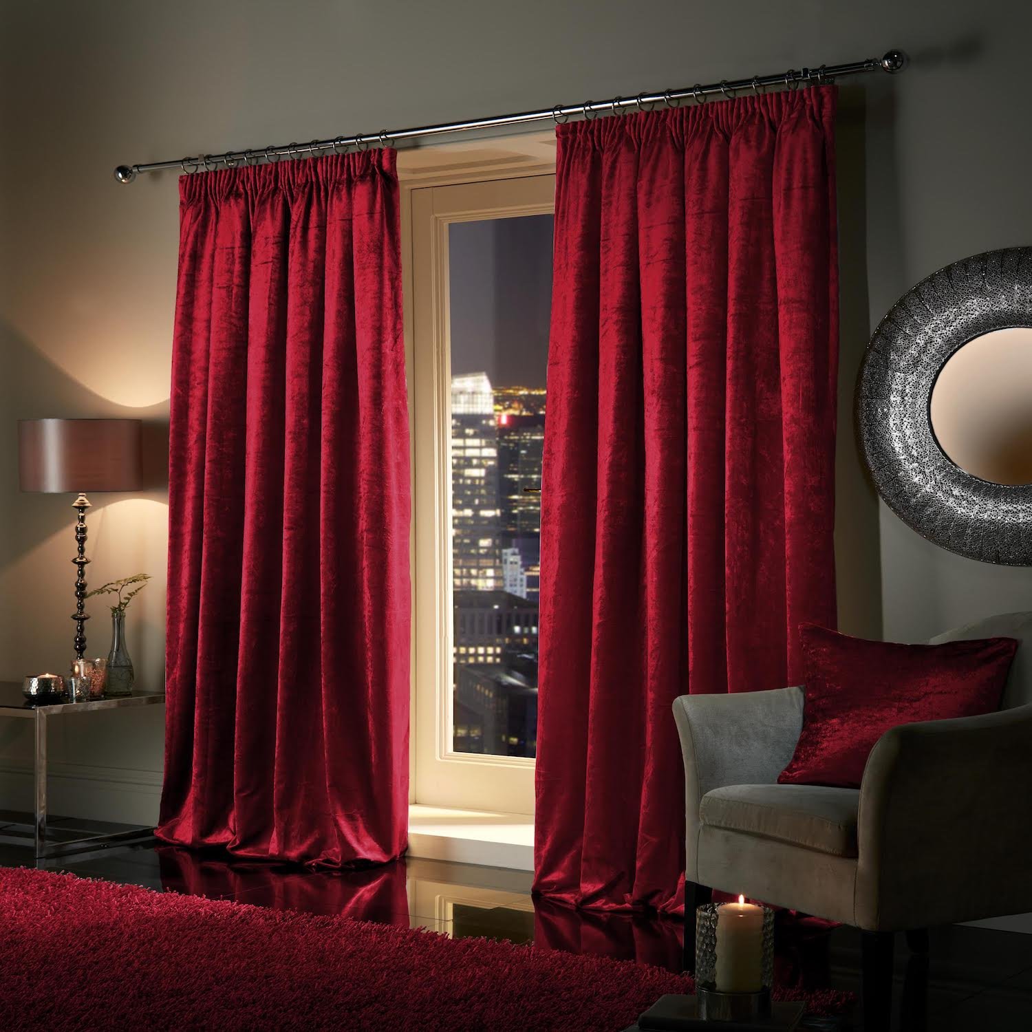 Viceroy Bedding Pair Of Heavy Crushed Velvet Curtains Pencil Pleat