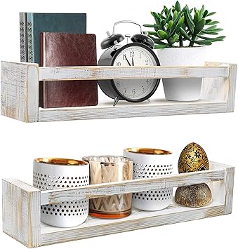 Rustic Floating Book Shelves Wall Mount Wooden Hanging Ledge Storage Shelf Organizer For Kids Room Baby Nursery Decor Sorbus Floating Shelves Set Of 3 Bathroom Bedroom Etc Living Room Playroom Home Decor