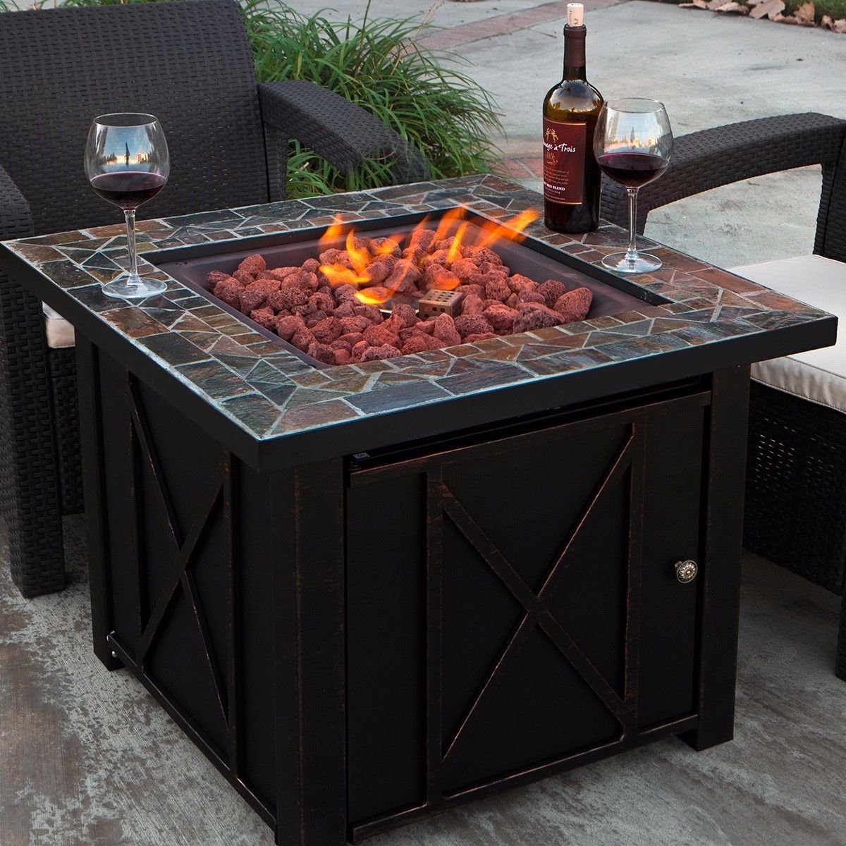 Amazoncom Eight24hours Lpg Gas Fire Table Bowl Cover Pit Outdoor