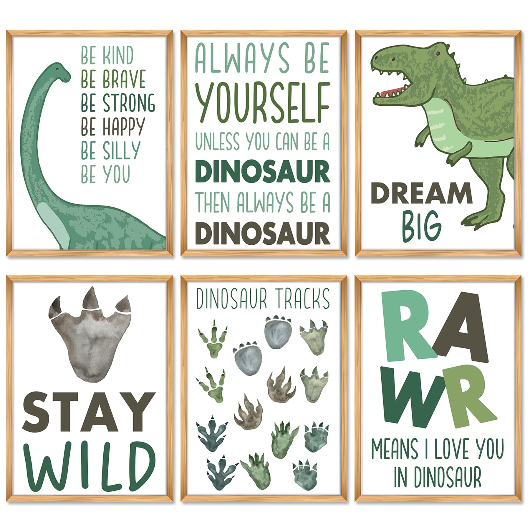 a4 Dinosaur Canvas Wall Art Print, Jungle Dino Wallpaper Poster Picture for Kids Baby Boy Girl Toddler Bedroom Nursery Classroom Living Room Playroom Home Wall Decor - Unframed — image 1