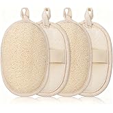 Bewudy 4 Pack Natural Loofah Exfoliating Body Scrubber, Loofah Exfoliating Facial Scrubber Shower Loofah Sponge Pads to Clean & Relax Body Deeply for Men & Women