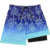 Sarfel Boys Swim Trunks with Compression Liner Kids Swimsuits Boys Bathing Suit Kids Board Shorts Teen Boy Quick Dry Shorts