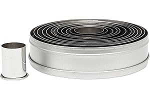 Ateco 5457 12-Piece Stainless Steel Round Cutter Set, Plain