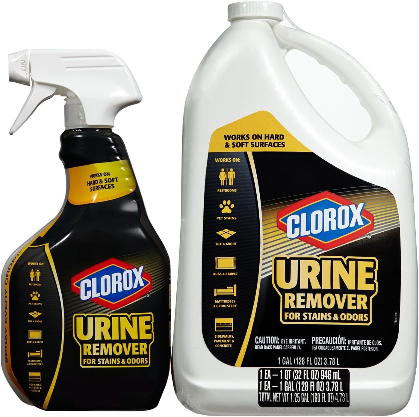 Clorox Urine Remover for Stain and Odor Spray 32oz. + Refill 128oz. - PACK of 2