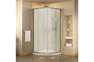 DreamLine Prime 36 in. x 74 3/4 in. Semi-Frameless Frosted Glass Sliding Shower Enclosure in Brushed Nickel with White Base Kit, DL-6702-04FR
