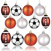 12Pcs Christmas Sport Ball Ornaments, Sports Ornaments Basketball Baseball Football Tennis for Christmas Tree Decoration, Balls for Home Xmas Tree Party Decor (4 Style)