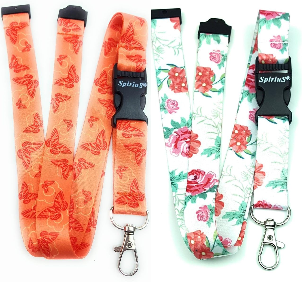 2 X SPIRIUS Lanyard Neck Strap for ID Badge Holder, Key Holder (Set A)