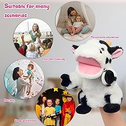 Easfan Cow Hand Puppet with Movable Mouth