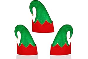 4E's Novelty Elf Hats for Kids & Adults Bulk (3 Pack) - Felt Christmas Elf Hats for Women Men, Kid Adult Elf Costume Accessories for Santa’s Helper, Santa Elf Hats Perfect Christmas Party Costume