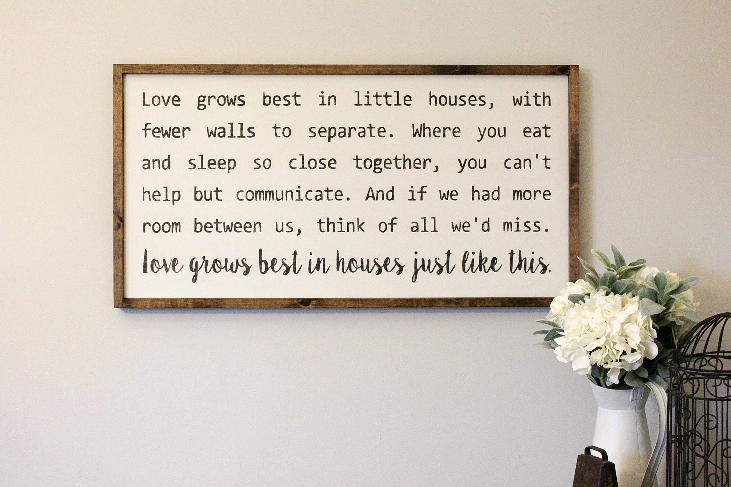 CPWood Wood Sign Love Grows Best in Little Houses Home Decor Farmhouse Decor Many Sizes to Choose From