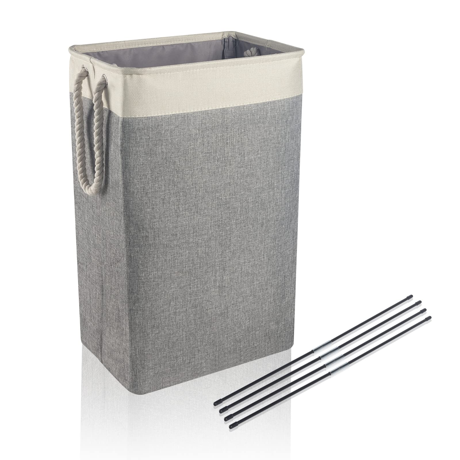 BrilliantJo upgrade Large Laundry Baskets 84L, Collapsible Linen Laundry Hamper Washing Basket with Handles, Laundry bin suitable for Bedrooms Laundry Room, Bathroom, 68x42x32cm, Beige+Grey