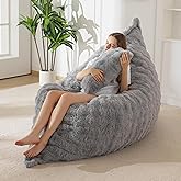 MAXYOYO Giant Bean Bag Chair with Pillow, 3 in 1 Convertible Bean Bag Chair for Adults with Removable Cover, Floor Cushion Stuffed Floor Lounger for Living Room Bedroom, Bubble Grey