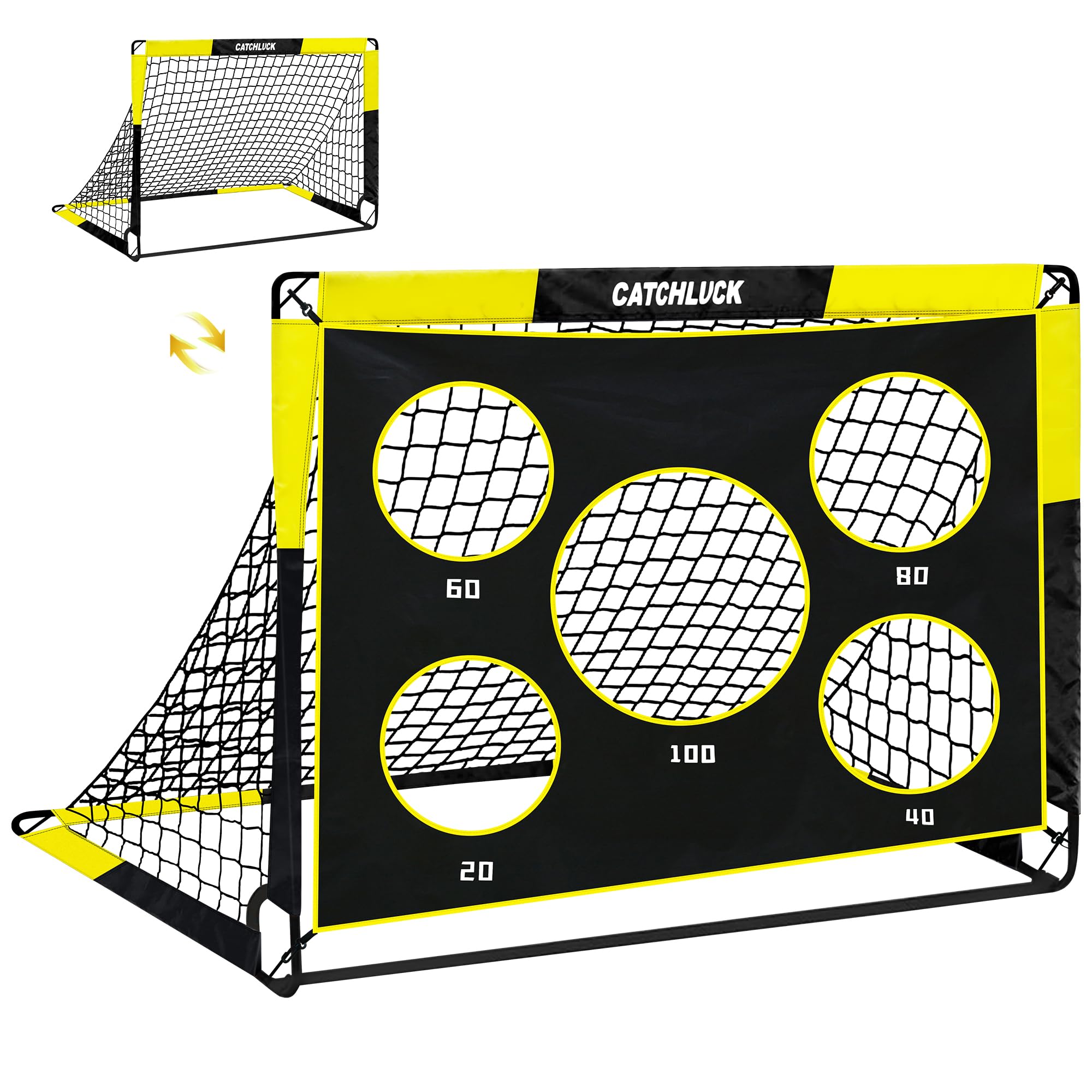 CATCHLUCK Football Goal Pop Up Football Target Net for Kids 4ft x 3ft, 5ft x 4ft, Outdoor Training Equipment with Target and Carry Bag