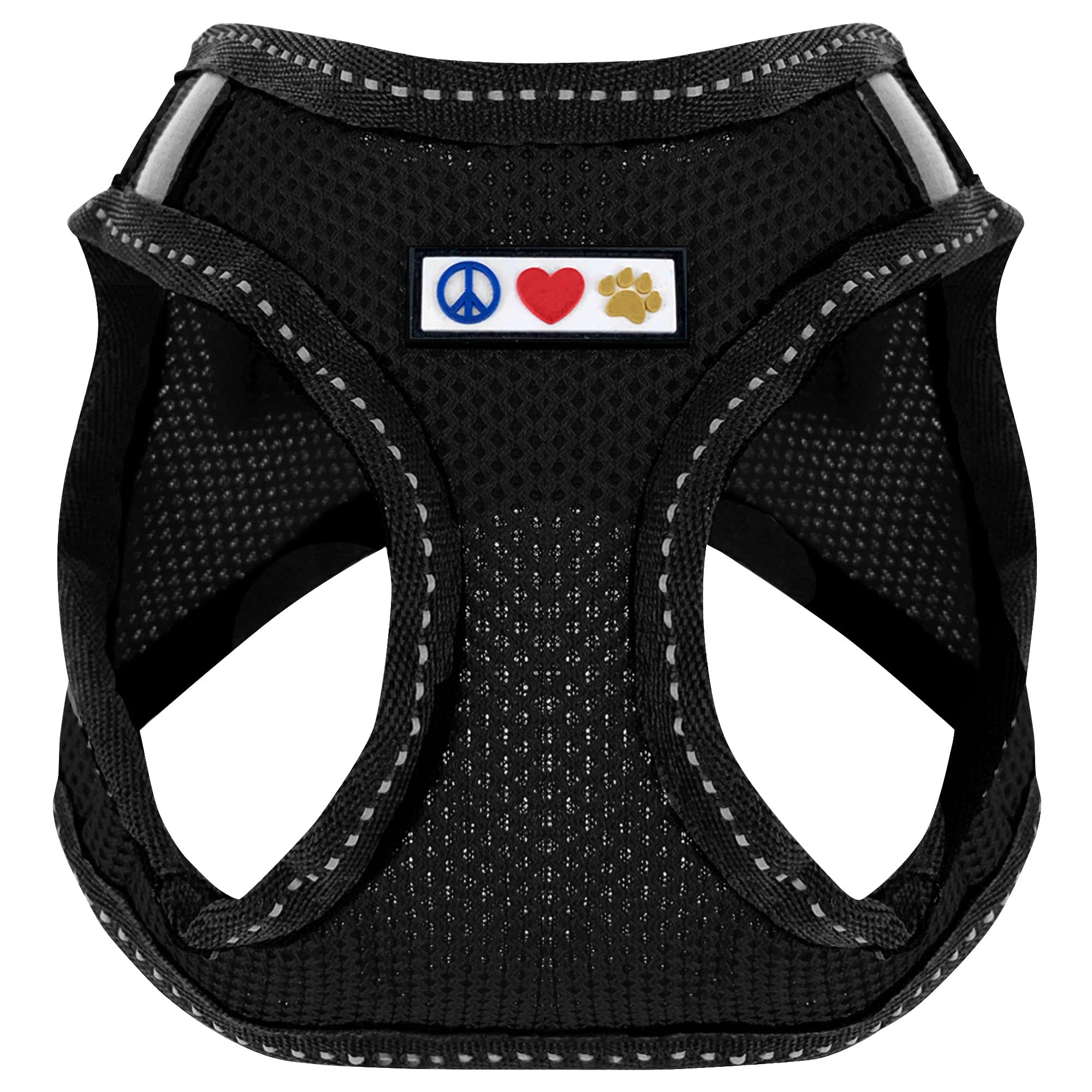 Pawtitas Pet Reflective Mesh Dog Harness, Step in or Vest Harness, Comfort Training Walking of Your Puppy/Dog XL Extra Large Black Dog Harness