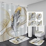 DDQQ 4Pcs Abstract Bubble and Feathers Shower