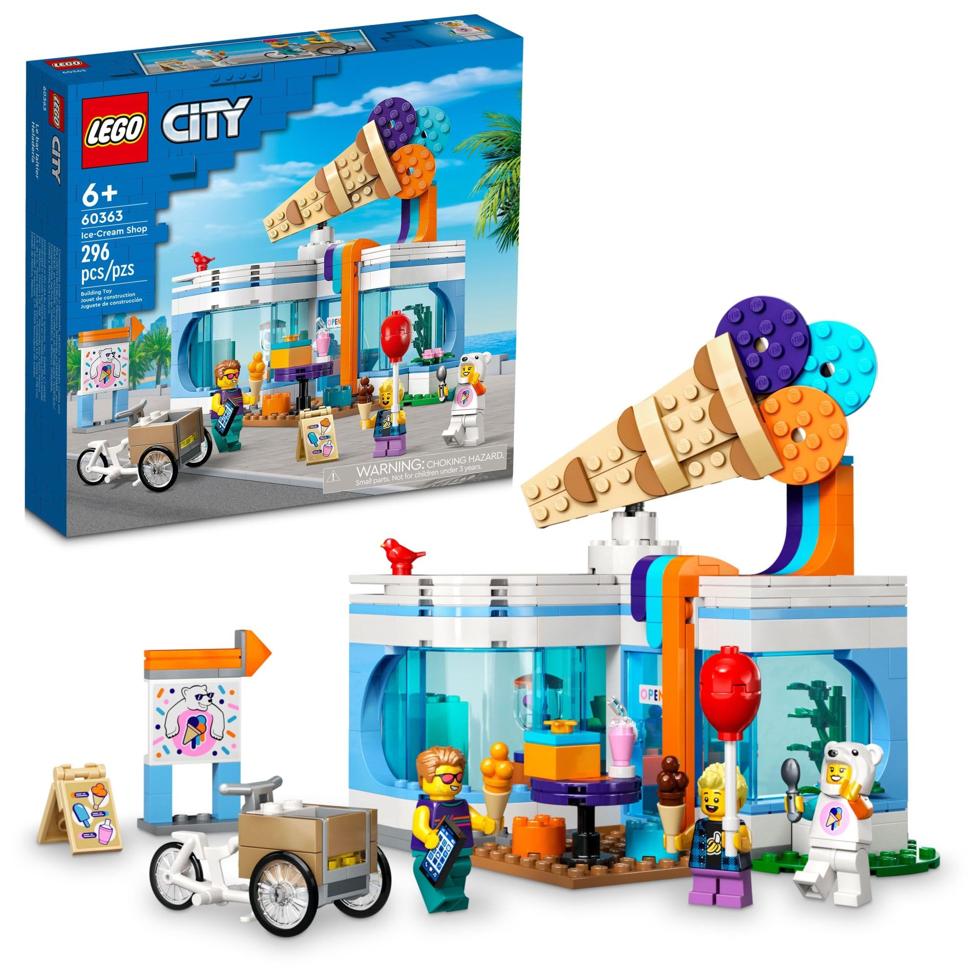 Photo 1 of LEGO City Ice-Cream Shop 60363 Building Toy Set, Includes a Cargo Bike, 3 Minifigures and Lots of Fun Features and Accessories for Imaginative Role Play, Great Birthday Gift Idea for Kids
