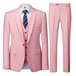 UNINUKOO Men Suits Slim Fit 3 Piece 1 Button