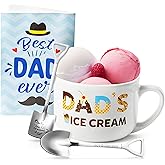 R HORSE Father Ice Cream Bowl Gift Set, Dad’s Ice Cream Bowl Engraved Shovel Spoon Set with Best Dad Ever Card, Desserts Cereal Fruit Tableware Kit Father’s Day Birthday Gift Box for Daddy Grandpa Men