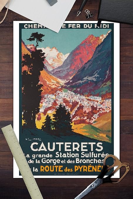 Amazon.com: Cauterets Vintage Poster (Artist: Cassiers) France c. 1937 (100% Cotton Tote Bag - Reusable): Posters & Prints