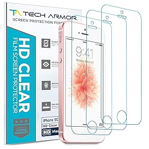 Tech Armor High Definition Clear PET Film Screen Protector (Not Glass) for iPhone 5/5C/5S/SE (Pack of 3)