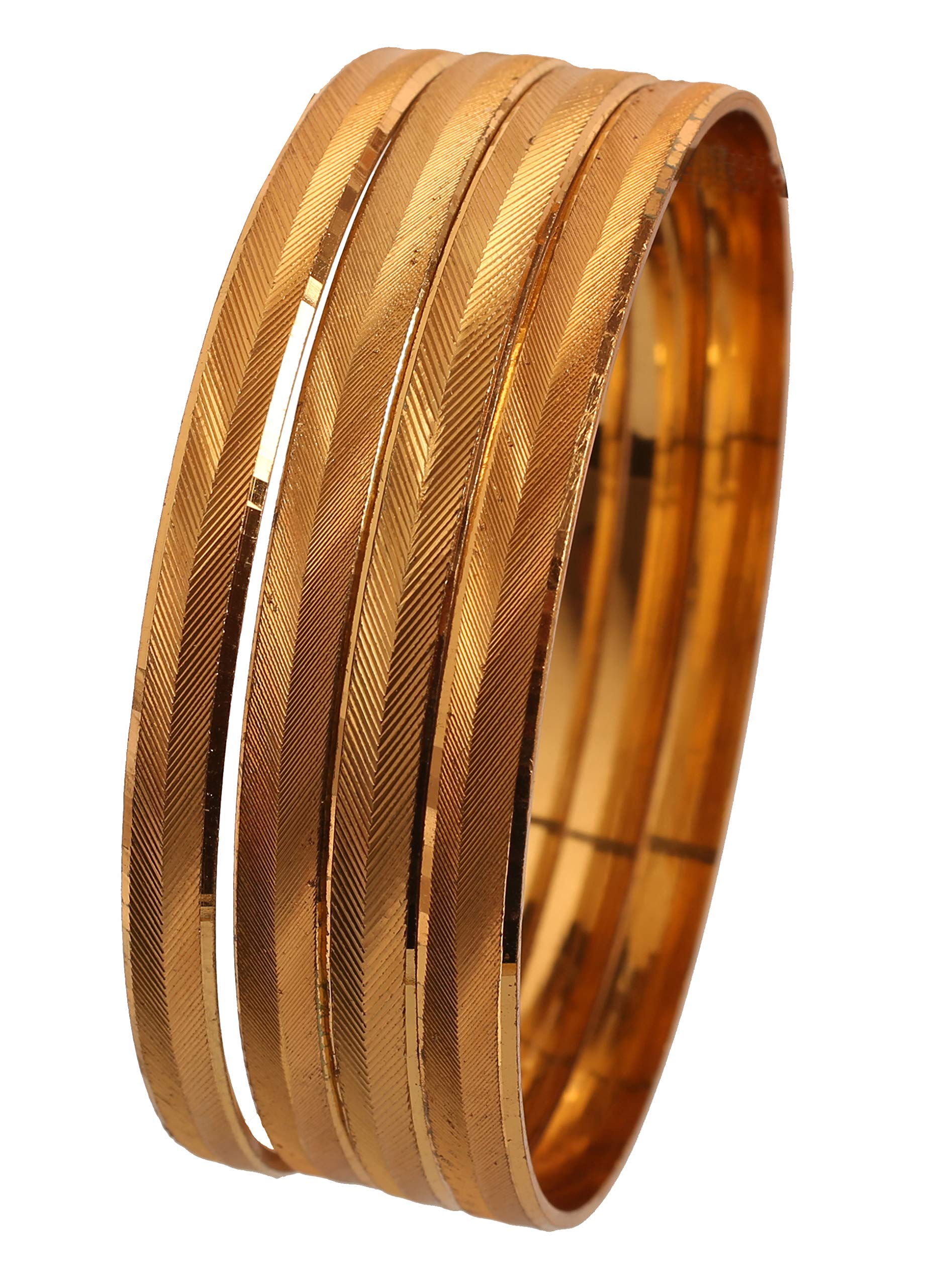 Touchstone New Golden Bangle Collection Exclusive Half Round Cut Fine Precious Look Designer Jewelry Bracelets Bangle Set of 4 in Gold Tone for Women.