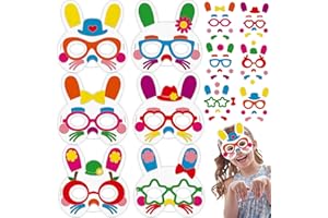 OBUSATT 208pcs Easter Bunny Mask Foam Crafts Set for Kids, 16 Bulk Crafts for Ages 3-5 & 4-8, Spring Arts, Party Favors, Home Activity, Art Project (16 Sets)