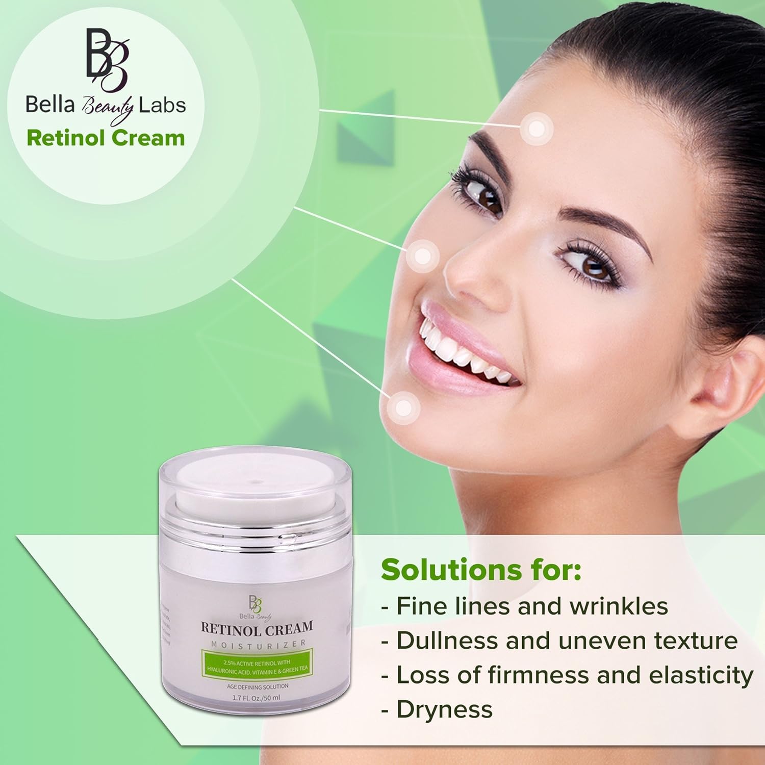Retinol Moisturizer Anti Aging Cream for Face and Eye Area - With Hyaluronic Acid - 2.5% Active Retinol - Vitamin E - Reduce Appearance of Wrinkles and Fine lines - Best Day and Night Face Cream: Beauty