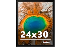 Veleclo 24x30 Picture Frame for Wall Display, 24x30 Black Picture Frame with Shatter Resistant Plexiglass, Stable and Sturdy 24 x 30 Poster Frame for Wall Display, Handpicked Gift Collection, 1 Pack