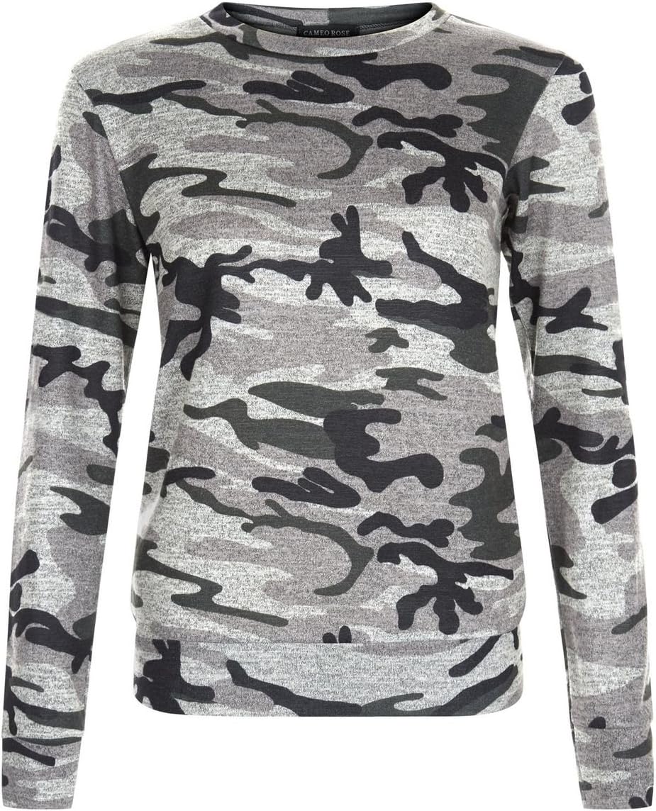 Unogal ClothingWomens Ladies Camouflage Army Loungewear Set Sweatshirt Joggers Tracksuit Pants (S/M 8-10, Camouflage Top Only)