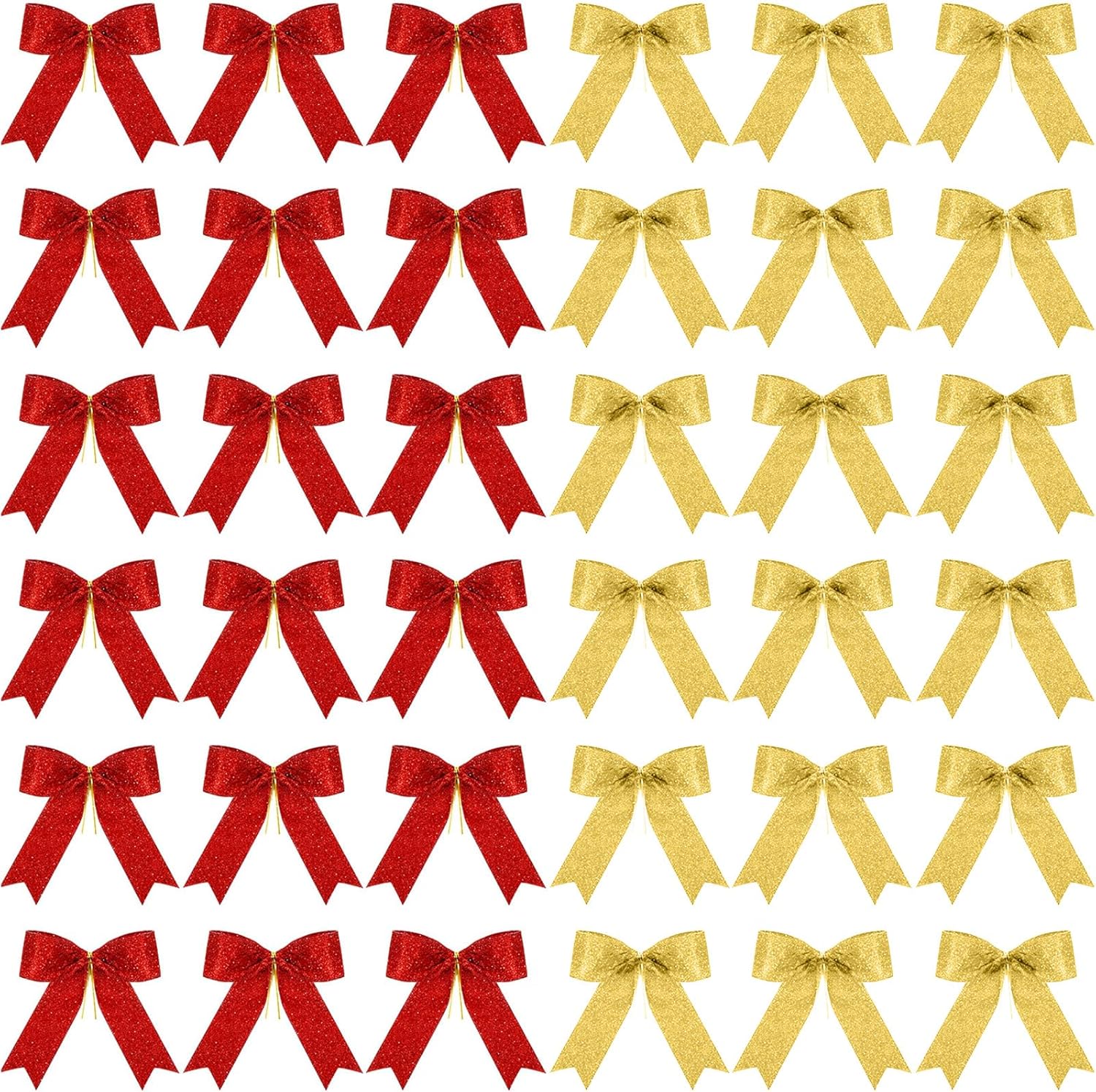 Bows & Ribbons - Sumind 36 Pieces Glitter Bow Tie Ribbon Twist Tie Bows for Treat Bags Gift Wrapping Basket Wedding Baby Shower Birthday Valentine's Day Christmas Party (Red, Gold,5 x 4 Inch)